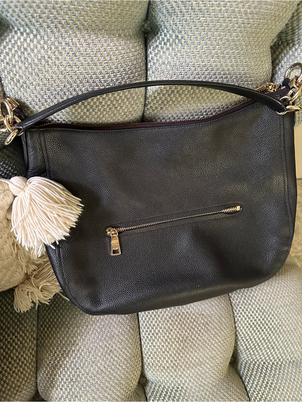 Coach Black Pebbled Leather Shoulder Bag with Gold Hardware - Picture 6 of 6